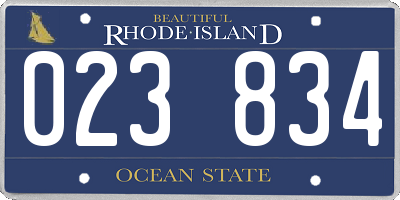 RI license plate 023834
