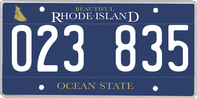 RI license plate 023835