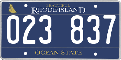 RI license plate 023837