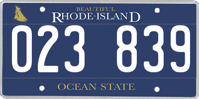 RI license plate 023839