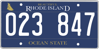 RI license plate 023847