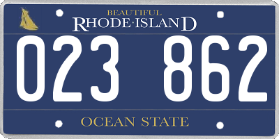 RI license plate 023862
