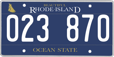 RI license plate 023870