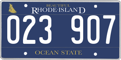 RI license plate 023907