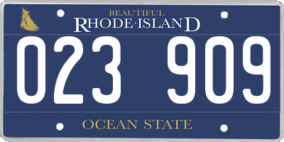 RI license plate 023909