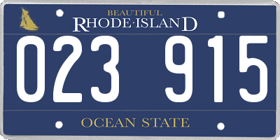 RI license plate 023915