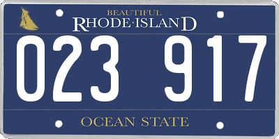 RI license plate 023917
