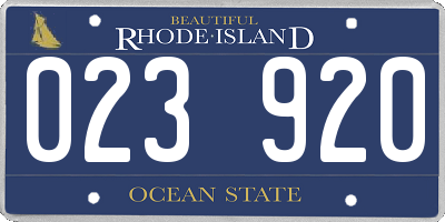 RI license plate 023920