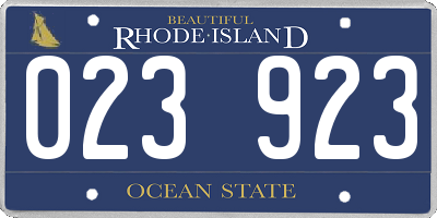 RI license plate 023923