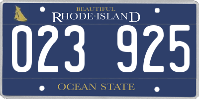 RI license plate 023925