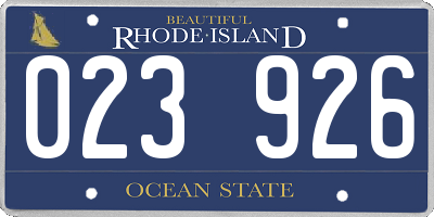 RI license plate 023926