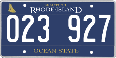 RI license plate 023927