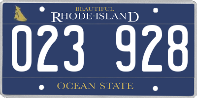 RI license plate 023928