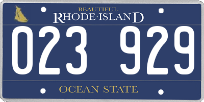 RI license plate 023929