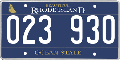RI license plate 023930