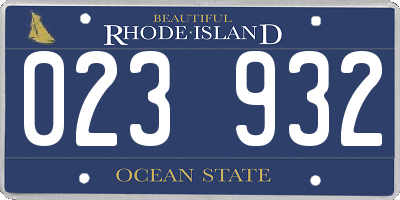 RI license plate 023932