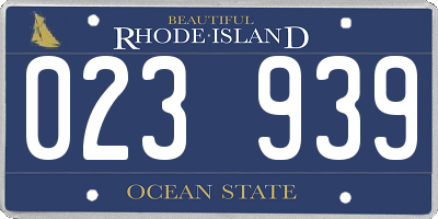 RI license plate 023939