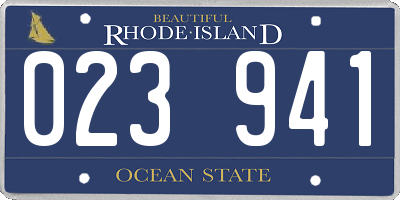 RI license plate 023941