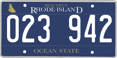RI license plate 023942