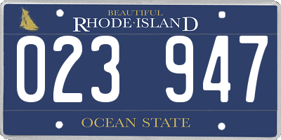 RI license plate 023947