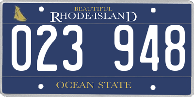 RI license plate 023948