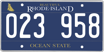 RI license plate 023958