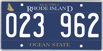 RI license plate 023962