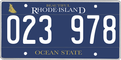 RI license plate 023978