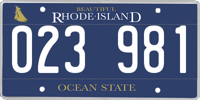 RI license plate 023981