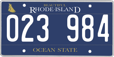 RI license plate 023984