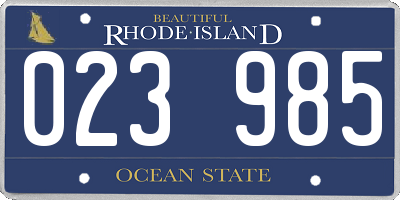 RI license plate 023985