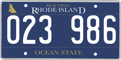 RI license plate 023986