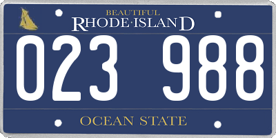 RI license plate 023988