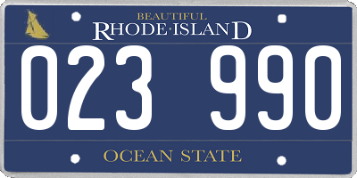 RI license plate 023990