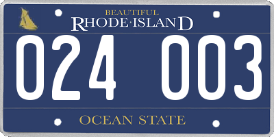 RI license plate 024003