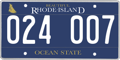 RI license plate 024007