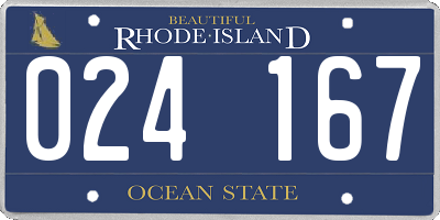 RI license plate 024167