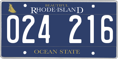 RI license plate 024216