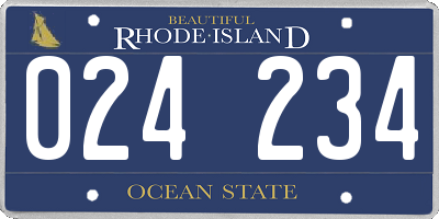 RI license plate 024234
