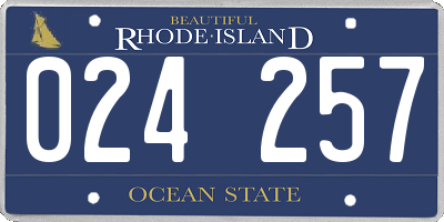 RI license plate 024257