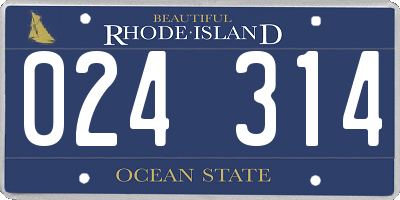 RI license plate 024314