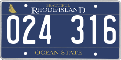RI license plate 024316