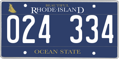 RI license plate 024334