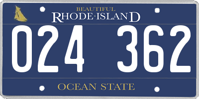 RI license plate 024362