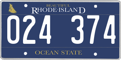 RI license plate 024374