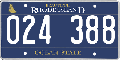 RI license plate 024388