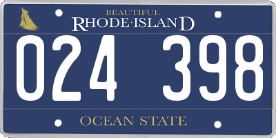 RI license plate 024398