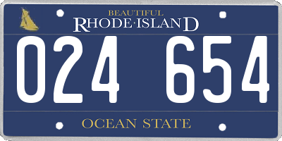 RI license plate 024654
