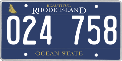 RI license plate 024758