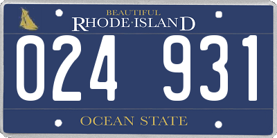 RI license plate 024931